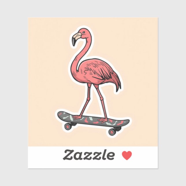 "Retro Flamingo on Skateboard  Aufkleber (Blatt)