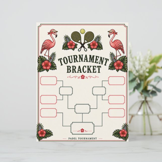 Retro-Flamingo-Padel-Turnierplan (Stehend Vorderseite)