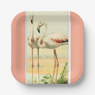 Retro Flamingo Pappteller