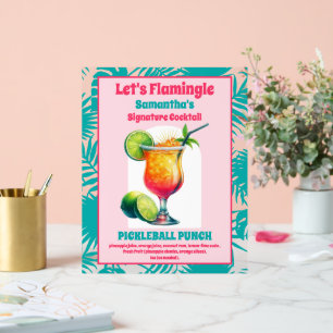 Retro Flamingo Pickleball Brautparty Cocktail Acrylschild