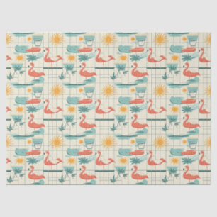 Retro-Flamingo-Pool-Side-Sommer-Muster (3) Seidenpapier