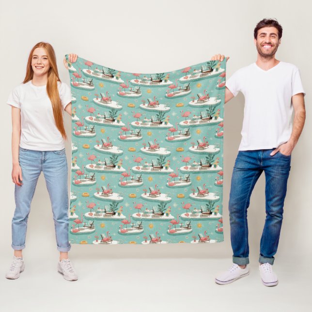 Retro-Flamingo-Pool-Side-Sommer-Muster (6) Fleecedecke (Beispiel)