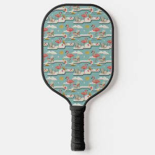 Retro-Flamingo-Pool-Side-Sommer-Muster (7) Pickleball Schläger