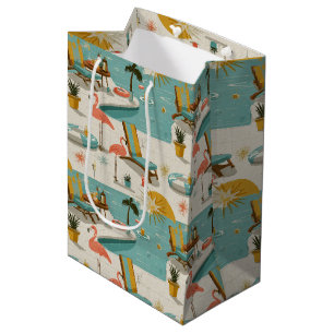 Retro-Flamingo-Poolside-Sommer-Muster (10) Mittlere Geschenktüte