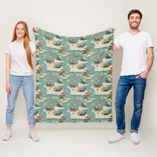 Retro-Flamingo-Poolside-Sommer-Muster (11) Fleecedecke