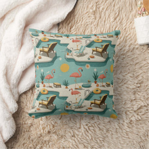 Retro-Flamingo-Poolside-Sommer-Muster (1) Kissen