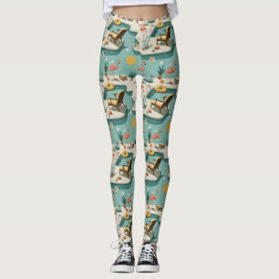Retro-Flamingo-Poolside-Sommer-Muster (1) Leggings