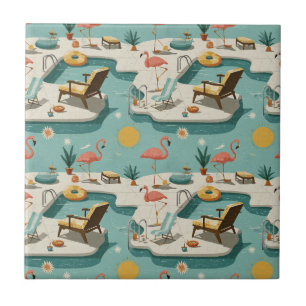 Retro-Flamingo-Poolside-Sommer-Muster (2) Fliese