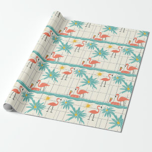 Retro-Flamingo-Poolside-Sommer-Muster (2) Geschenkpapier