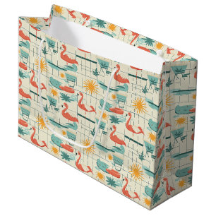 Retro-Flamingo-Poolside-Sommer-Muster (3) Große Geschenktüte