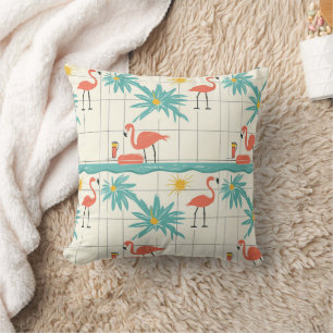 Retro-Flamingo-Poolside-Sommer-Muster (3) Kissen