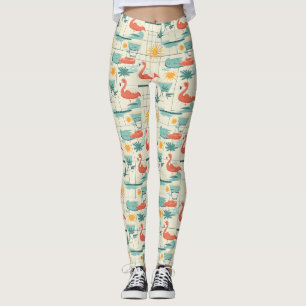 Retro-Flamingo-Poolside-Sommer-Muster (3) Leggings