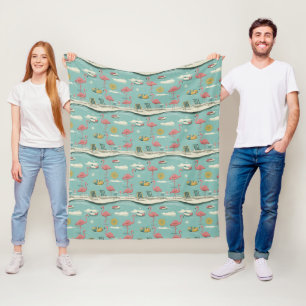 Retro-Flamingo-Poolside-Sommer-Muster (5) Fleecedecke