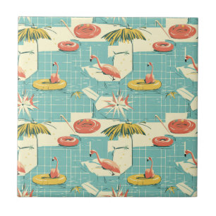 Retro-Flamingo-Poolside-Sommer-Muster (7) Fliese