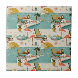 Retro-Flamingo-Poolside-Sommer-Muster (8) Fliese