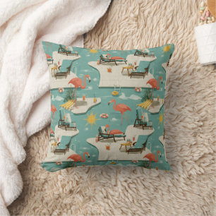 Retro-Flamingo-Poolside-Sommer-Muster (8) Kissen