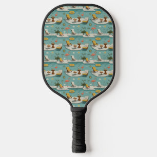 Retro-Flamingo-Poolside-Sommer-Muster (9) Pickleball Schläger