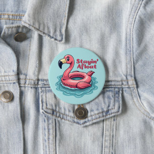 Retro Flamingo Schwimmkörper Lustiger Sommer Button