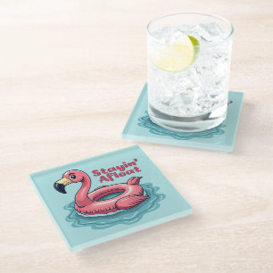 Retro Flamingo Schwimmkörper Lustiger Sommer Glasuntersetzer
