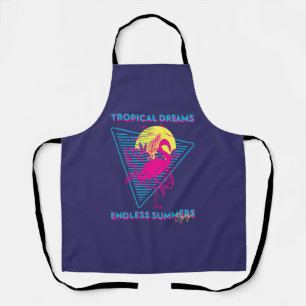 Retro Flamingo Sonnenuntergang Synthwave Vibes Schürze
