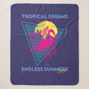 Retro Flamingo Sonnenuntergang Synthwave Vibes Sherpadecke