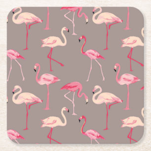 Retro Flamingos 2 Rechteckiger Pappuntersetzer