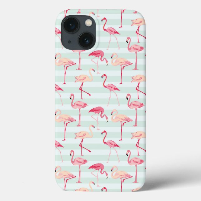 Retro Flamingos auf Minzstreifen Case-Mate iPhone Hülle (Rückseite)