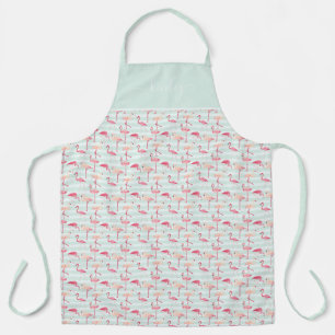 Retro-Flamingos auf Minzstreifen Schürze