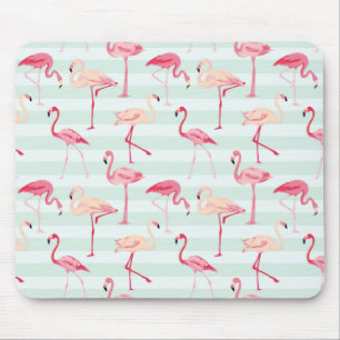Retro Flamingos auf tadellosen Streifen Mousepad