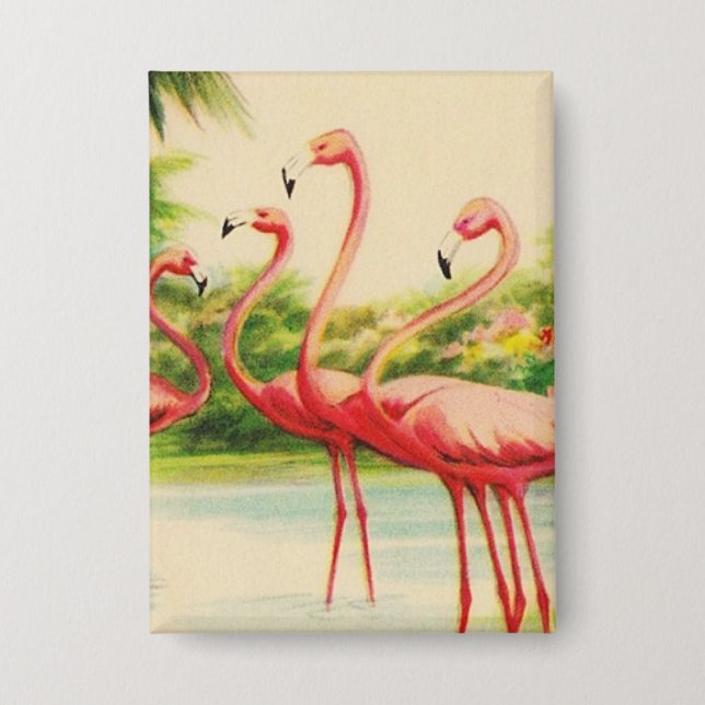 Retro-Flamingos Button (Vorderseite)