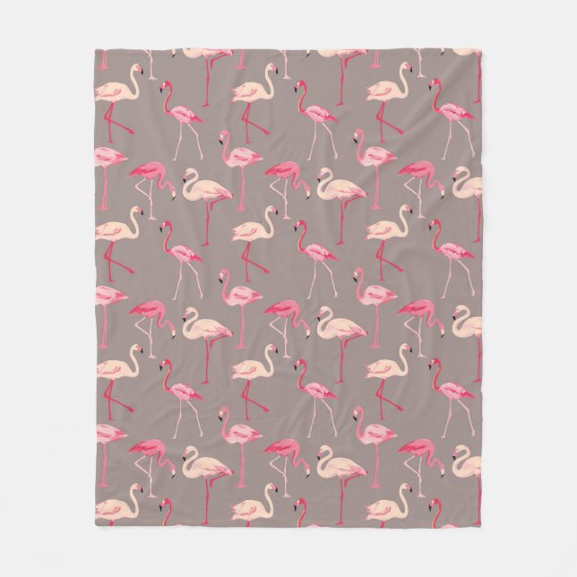 Retro Flamingos Fleecedecke (Vorderseite)
