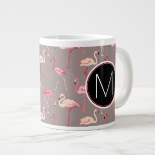 Retro Flamingos Monogramm Jumbo-Tasse