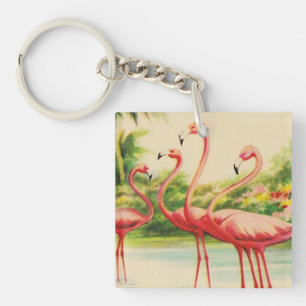 Retro-Flamingos Schlüsselanhänger