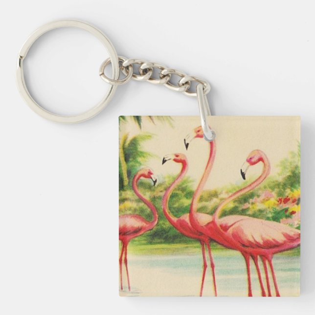 Retro-Flamingos Schlüsselanhänger (Vorderseite)