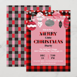 Retro Flannel Weihnachtsfeier Party Einladung