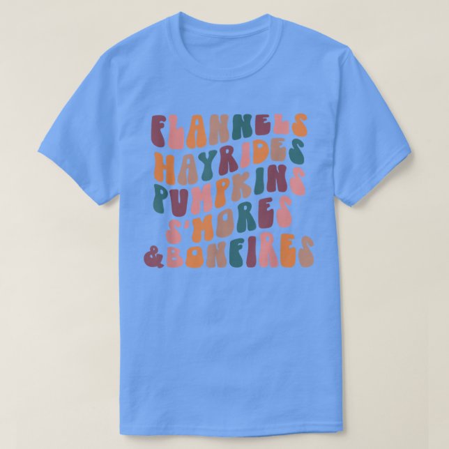 Retro Flannels Hayrides Pumpkins S'mores Bonfire  T-Shirt (Design vorne)