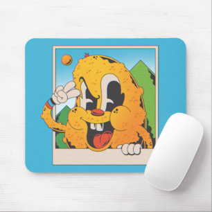 Retro-Flauschiges-Orange-Friedenszeichen-Cartoon Mousepad