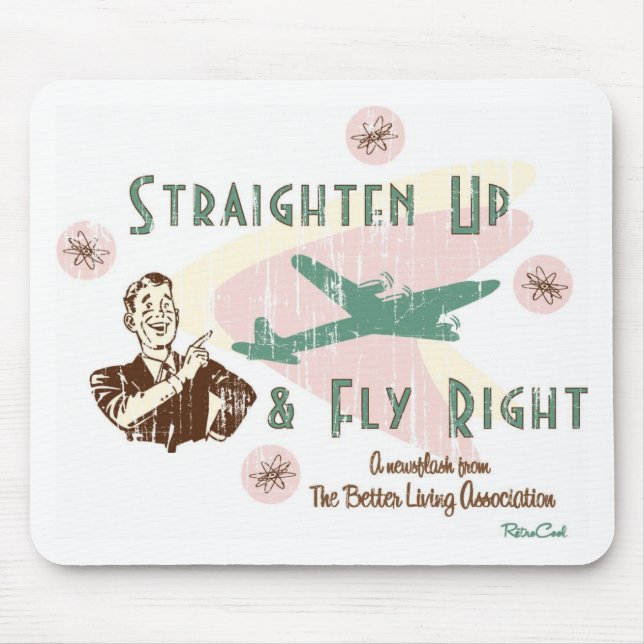Retro 'Flieg richtig' Mousepad (Vorne)
