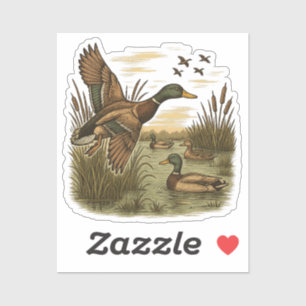 Retro-Fliegende-Stockenten-Jagd Aufkleber