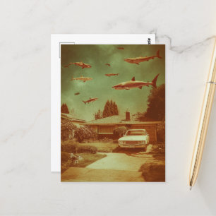 Retro-Flieghaie in der Nachbarschaft Postkarte