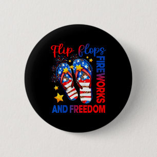 Retro Flip Flops Feuerwerk & Freiheit Amerikan Button
