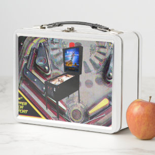 Retro Flipper & Initialen Hinzufügen Rückseite Met Metall Lunch Box