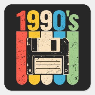 Retro-Floppydiskette-Computer-Nostalgie der 1990er Quadratischer Aufkleber