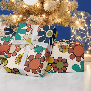 Retro Floral 60er 70er Vintag Ästhetische Blume Geschenkpapier