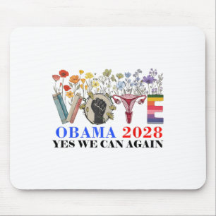 Retro Floral Abstimmung Obama 2028 Ja Wir können w Mousepad
