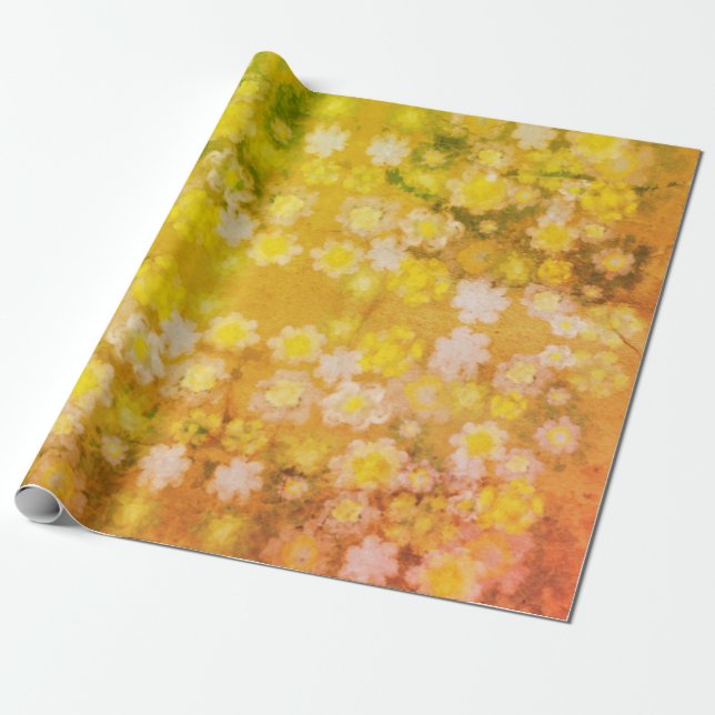 Retro Floral Abstrakt Salty Wasserfarben Muster Geschenkpapier (Ungerollt)