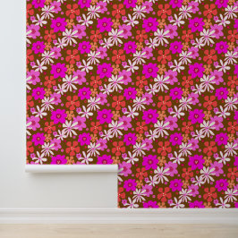 Retro Floral Art Diagonal Pattern Tapete