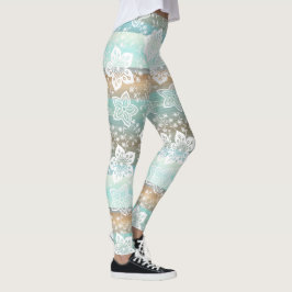 Retro Floral auf Funky Chic Cool Stripes Muster Leggings