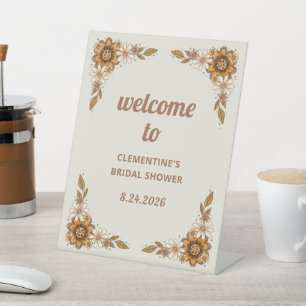 Retro Floral   Brautparty Willkommen Sockelschild