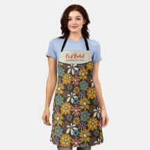 Retro Floral Brown Gold Aquamarin Personalisiert